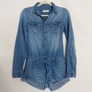 Abercrombie & Fitch Denim Long Sleeve Romper Cotton Jumpsuit